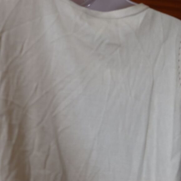 Calvin Klein Cream Pleated Yolk 100% Silk Button Down Tank Top M - Picture 7 of 13